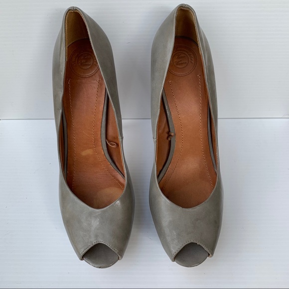 Zara Gray Peeptoe Heels - Picture 2 of 8